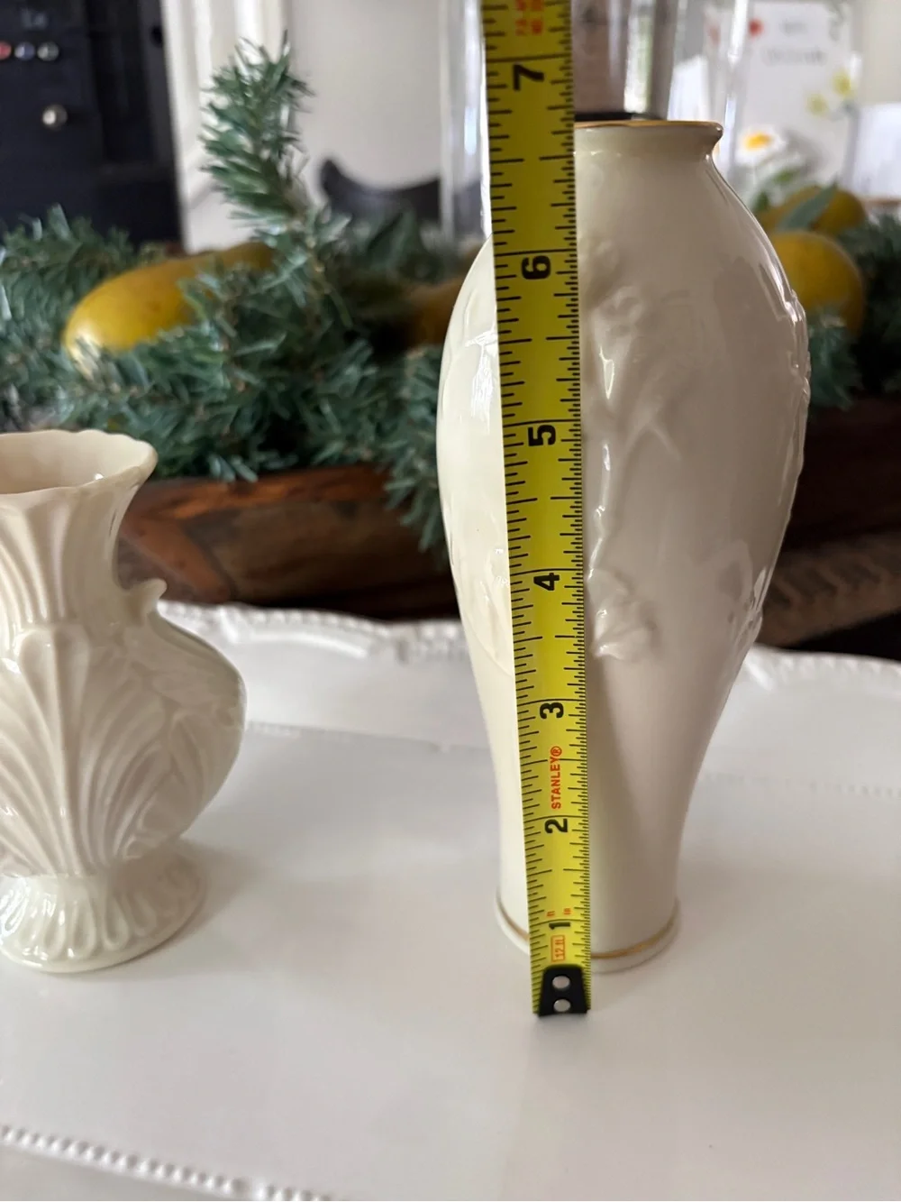 Lenox Ivory Embossed Ceramic Vases